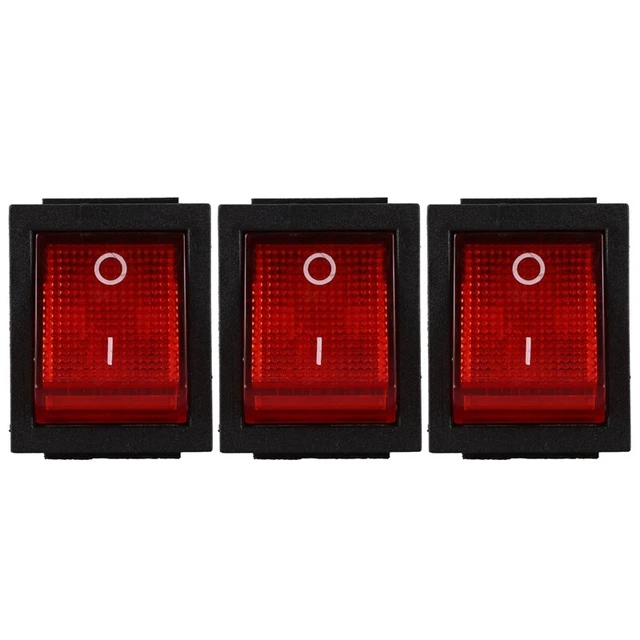 3X Red Illuminated 4 Pin DPST ON/OFFsnap in Rocker Switch 16A 20A 250V AC P6U2