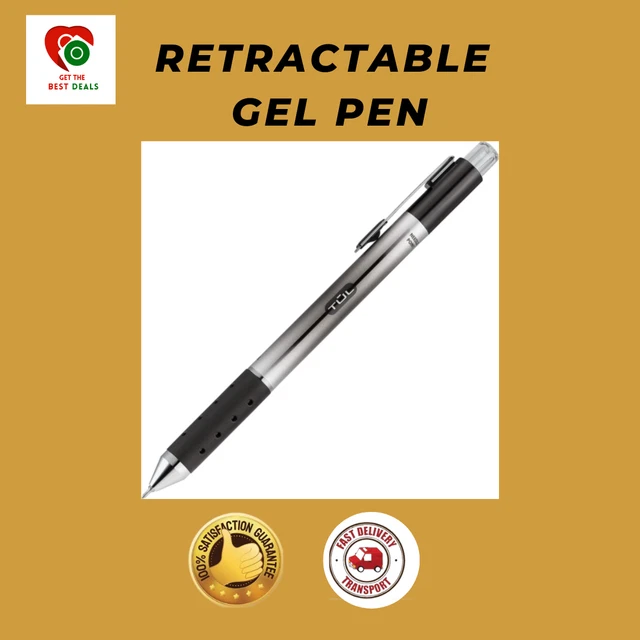 Retractable Gel Pen, Needle Point, 0.5 Mm, Metal Black Barrel, Black Ink, TUL