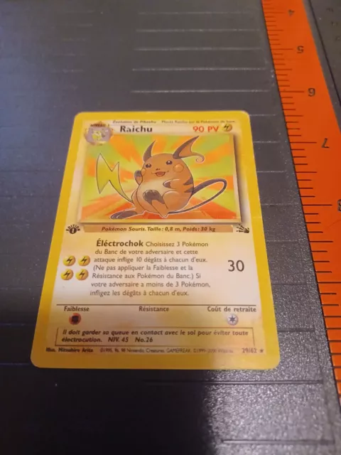 Raichu 29/62 1st Edition Rare - French Fossil Set - Pokemon Card