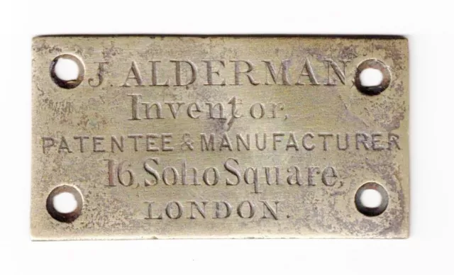 Aldermans Furniture Brass Plaque