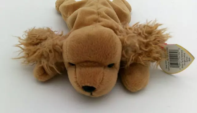 Ty Beanie Baby Spunky The Cocker Spaniel 1997 Retired With Tag Errors, Pellets