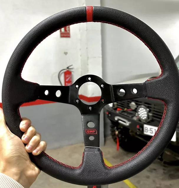 Volante tipo OMP Negro y costuras rojas NUEVO NEW corsica Steering Wheel 350