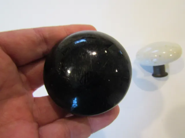 Two Victorian Door knob ,one Black one White porcelain