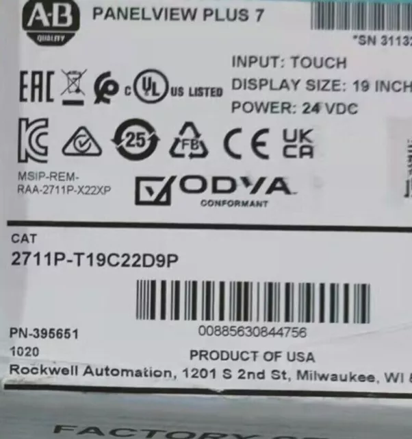 BRAND NEW 2711P-T19C22D9P Allen-Bradley Plus 7 Graphic Terminal 2711PT19C22D9P