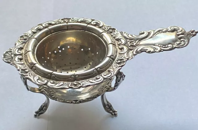 Teesieb mit Untergestell  Tropfenfänger um 1900 - 800er Silber - feine Arbeit