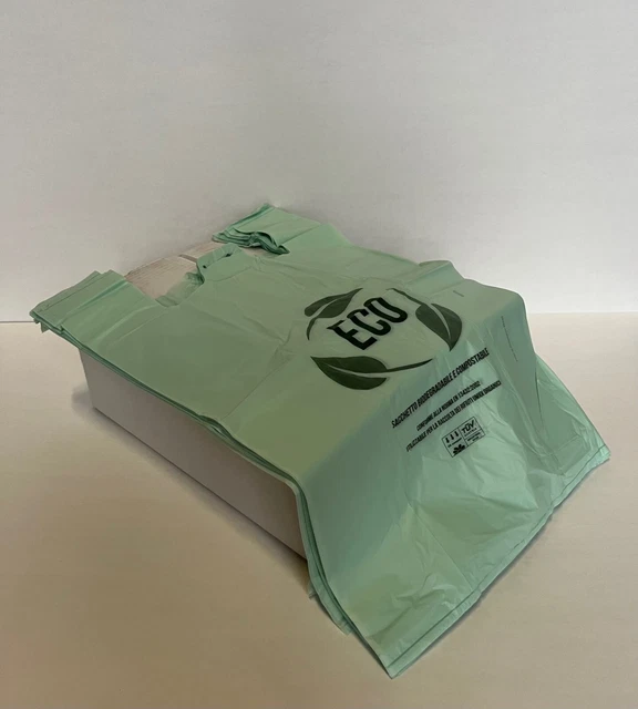 Shoppers Biodegradabili Compostabili 50x60cm - Confezione 4 KG Verde | 100% Bio Per Eco-Sostenibilità - Foto 2