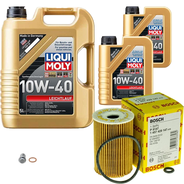 Filtro olio Bosch 7L Liqui Moly funzionamento leggero 10W-40 per Mercedes Classe A Vaneo