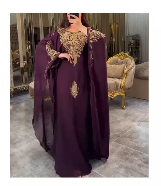 SALE New Moroccan Kaftan Arabic Abaya Cristal Glass Stone Hand Beaded Caftan