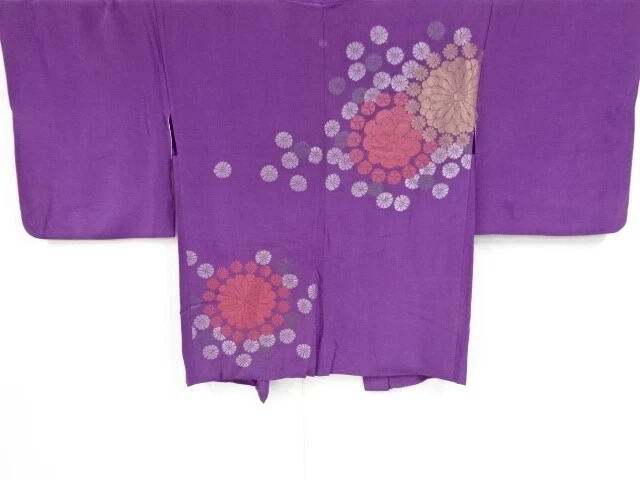 83043# Japanese Kimono / Antique Haori / Urushi / Woven Kiku
