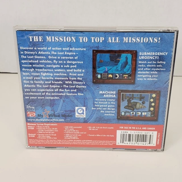 DISNEY JUNIOR GAMES Disney's Atlantis The Lost Empire The Lost Games Cd ...