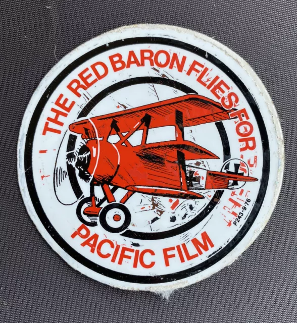 Vintage Pacific Camera Film Red Baron Bi-plane Aeroplane Sticker