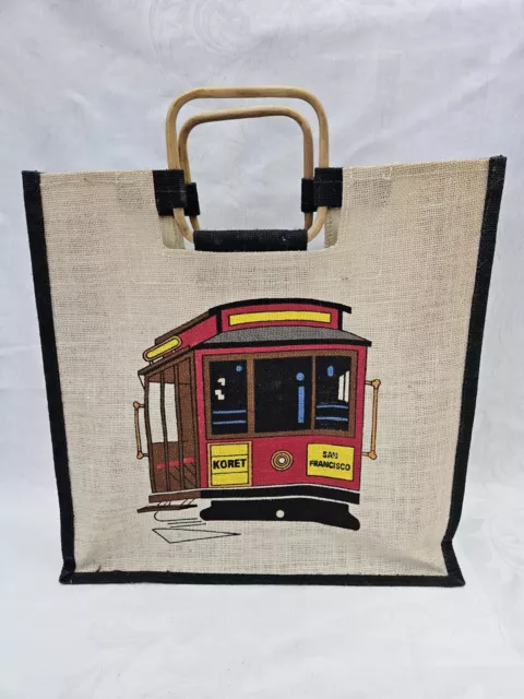 Koret San Francisco Trolley Handbag Shopping Grocery Bag Burlap Sack Tote Retro