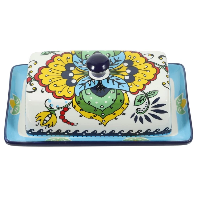Beurrier en forme de vache blanc en porcelaine 20,5 x 13 x 12 cm