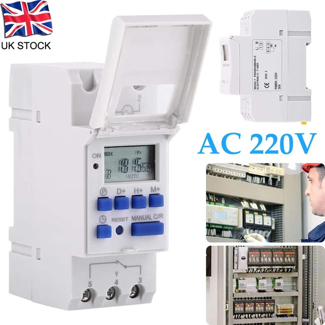 PROGRAMMABLE DIGITAL LCD Time Relay Switch DIN Rail Control Timer (220V ...