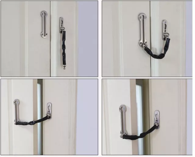 Strong CHROME DOOR CHAIN  HIGH SECURITY Safety Guard Restrictor Lock with Screws