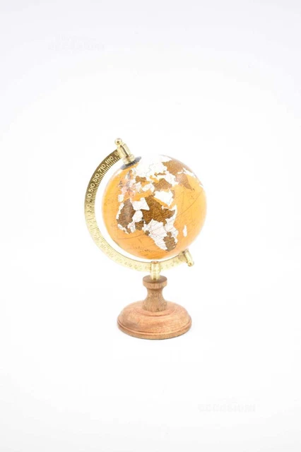 Mappamondo Decorativo In Plastica Con Base Legno - 13x22 Cm, Oro O Nero, Per Studio O Casa