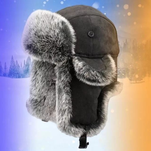 New Winter Hat For Men Real Rabbit Fur Ear Cap Warm Winter Men Hat Keep Warm