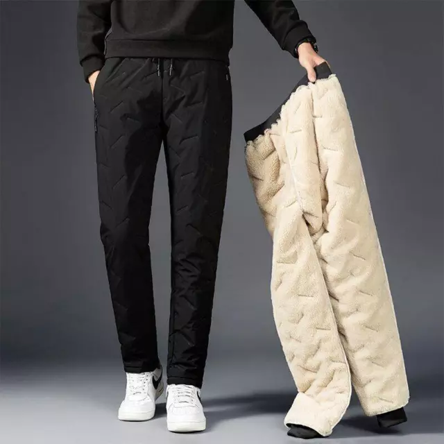 Winter Lambswool Warm Thicken Sweatpants Men Joggers Pants Men Fleece Trousers 2