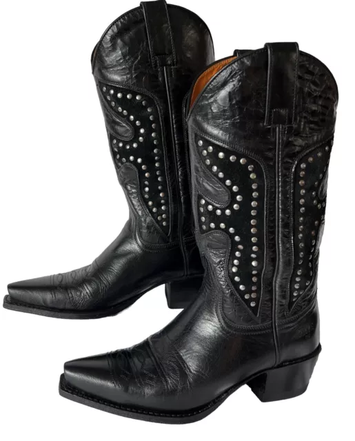 Frye Billy Stud Pull On Western Black Leather Boots Size 5B