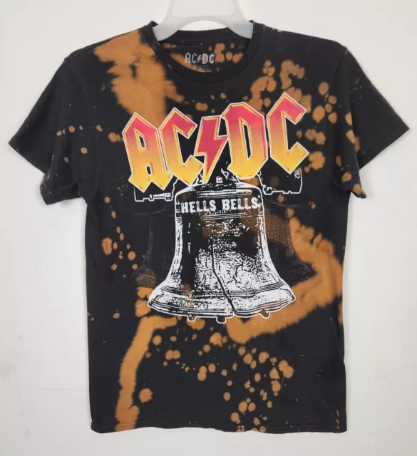 AC/DC Hells Bells T-Shirt Medium Men Black Flaming Liberty Bell