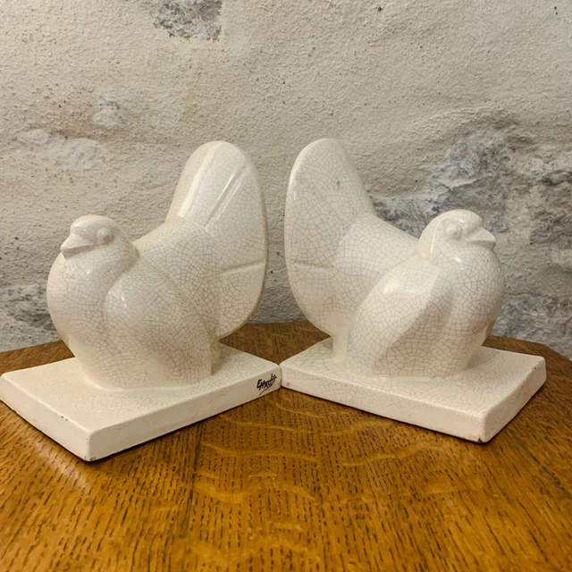 Paire De Serre Livres En Marbre Et Regule - Art Deco - Ours