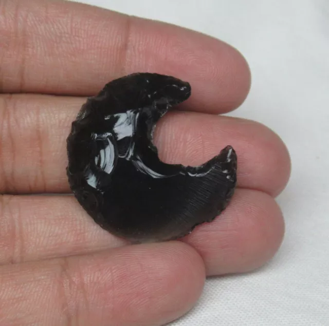 Obsidian Moon Crescent Metaphysical Glass Gemstone 22.70 Ct G 8164