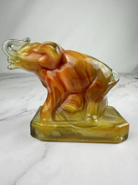 Vintage Boyd Orange SLAG Glass "ZACK" Elephant, B 6