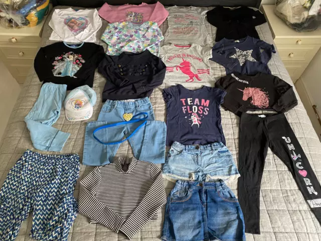 Girls large mixed bundle size 7-8y NEXT denim shorts unicorns M&S Indigo Frozen