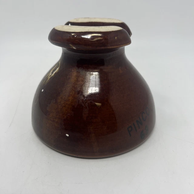 Vintage Rare Pinco 63 Tier Mushroom Porcelain Electrical Insulator Brown & Black 8
