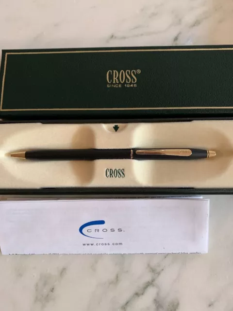 Cross Century Classic Black/23Kt Gold Plated Bp Pen 2502 Made In Usa Rare Bnib