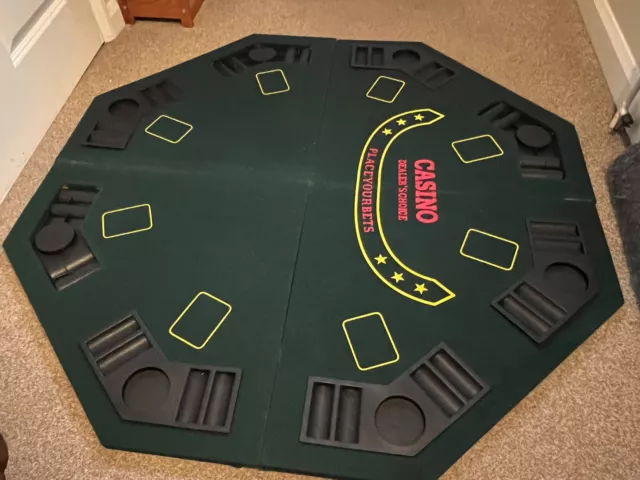 48" 8 Player Folding Poker Table Top. Texas Hold'em Layout . With Carry Case.