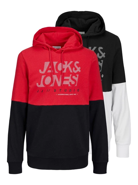 JACK & JONES Uomo Pullover con Cappuccio Jjmarco 2er Pacco - Regular Fit