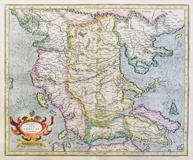 Macedonia Albania Greece Griechenland Mazedonien Karte map Mercator 1606