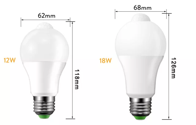 LED Inducntion Sensore di Movimento Lampadine E27 Bianco 6500K 5W - 18W Garage 3