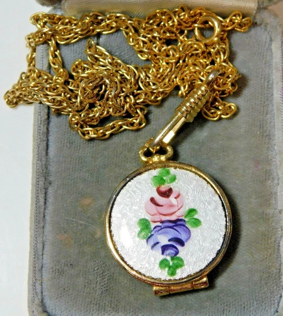Pendentif Collier Années 70 – Double Poisson émail Cloisonné Jaune, Vintage
