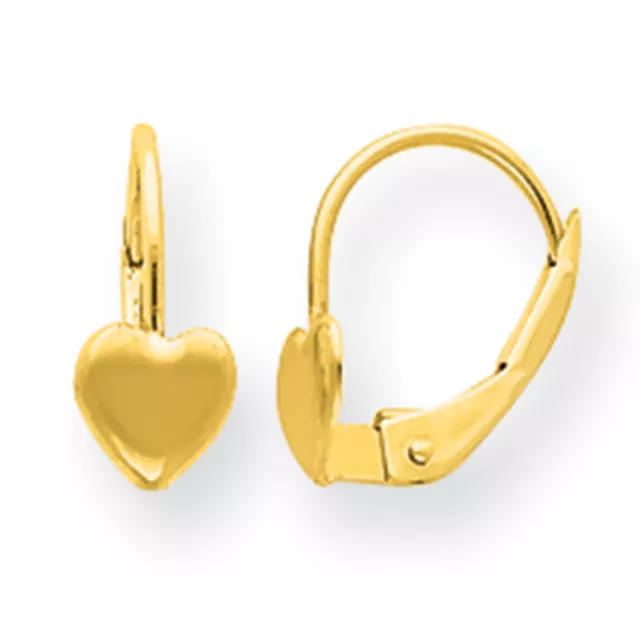 14K Yellow Gold Polished Heart Earrings Leverback Madi K Children's Jewelry