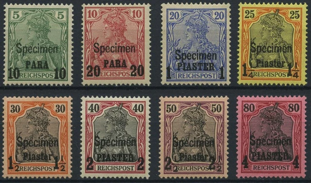 DP TÜRKEI 1900, 10 PA. auf 5 Pf.-4 PIA. auf 80 Pf., Aufdruck SPECIMEN, Falzrest,