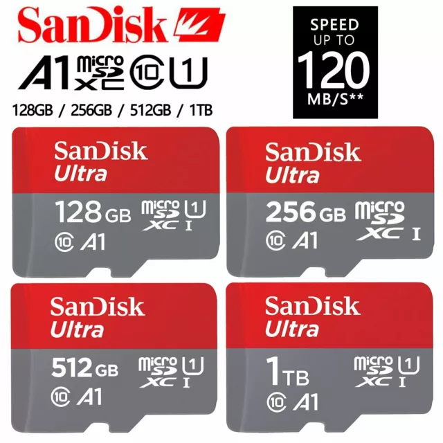 Micro SD Card SanDisk 32G 64G 128G 256G 512G 1TB Ultra Class10 Memory A1 120Mb/s