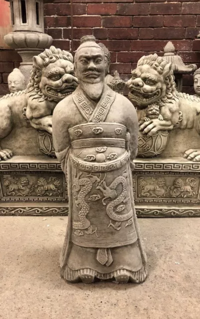 Zhan Shi samurai stone garden ornament chinese warrior oriental statue