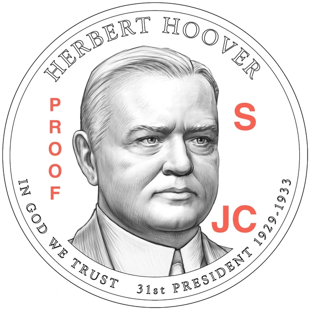 2014 S Proof HERBERT HOOVER Presidential Golden Dollar Coin by US Mint Proof Set