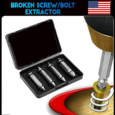 4pc Broken Damage Bolt Screw Extractor Remover Easy Out Drill Bit Stud Reverse