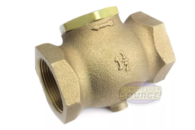 ﻿﻿1.5" Solid Cast Brass Check Valve In Line Horizontal Air Compressor Vertical