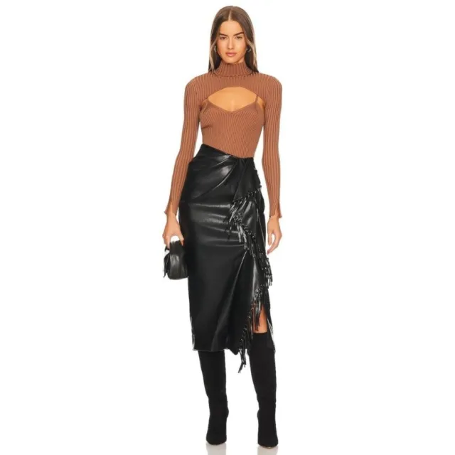 NWT Jonathan Simkhai Sabine Vegan Leather Wrap Skirt  Size 6