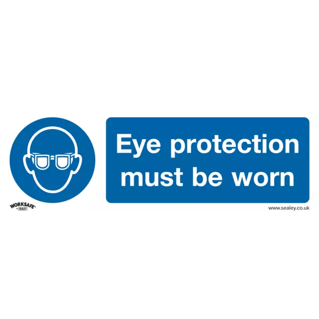 Sealey Self Adhesive Vinyl Eye Protection Must Be Worn Sign Pack of 10 300mm 100