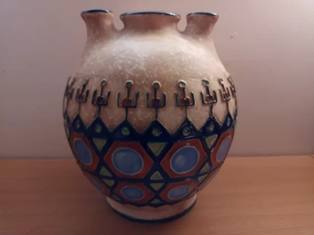 Stunning, large, art deco, enameled Vase / Vessel By Amphora Czech c.1918-1945