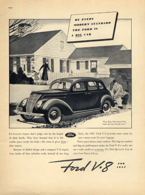 By Every Modern Standard, the Ford V-8 Fordor is a BIG Car ad 1937 L