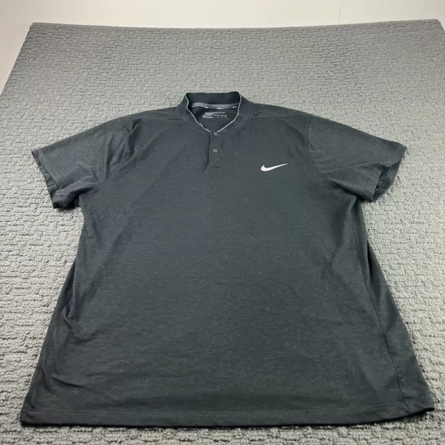 Nike Shirt Mens 2XL Black Polo Blade Collar Golf Dri-Fit Performance Snap