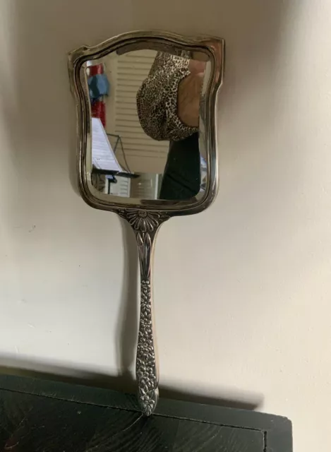 Miroir ancien face à main en argent - silver mirror - French Antique