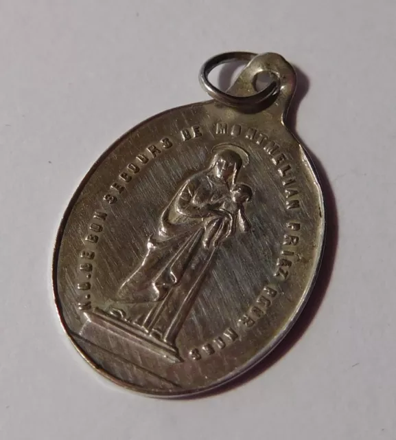 Medaille religieuse ancienne " Notre Dame de Bon secours " - argent massif