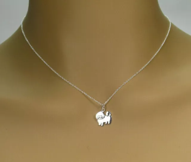 Maltese Shih Tzu Lhasa Apso Terrier Dog Pendant Necklace - 925 Sterling Silver 2